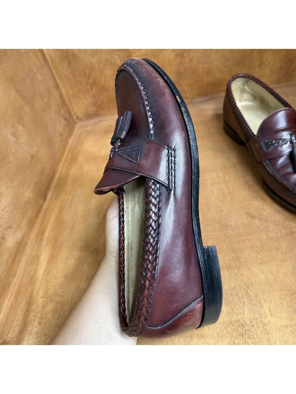 Allen Edmonds Maxfield Tassel Loafer Mens 11D Burgundy Leather Slip On Shoes USA